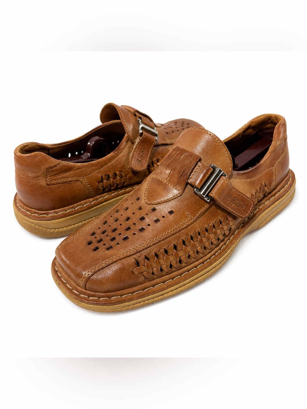 Arko Brown Leather Woven Comfort Shoes Men’s EU 43 US 10 Casual Slip On Loafers